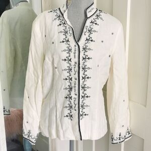 Silkland 100% linen embroidered jacket.. Size XL. EUC